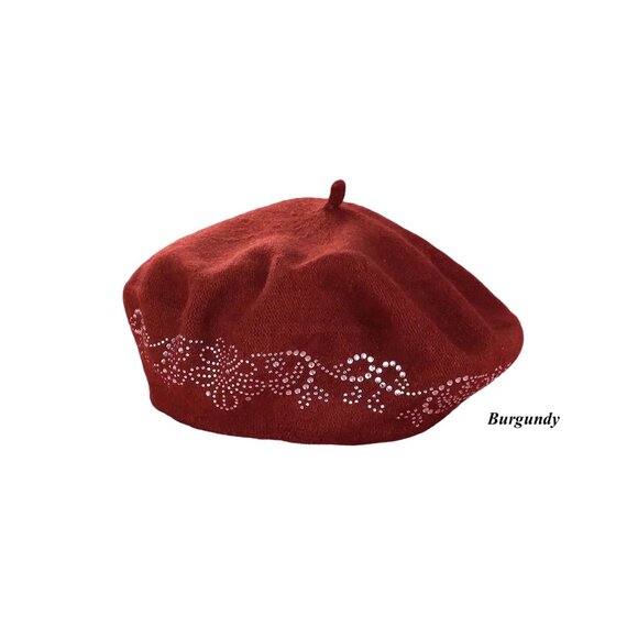Studded Floral Design Beret NWT – Women’s Winter Hat - Picture 7 of 11